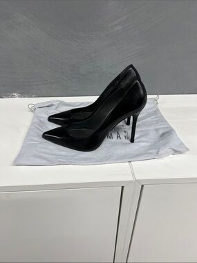 Stuart Weitzman Black Pointed Leather Stiletto Pumps